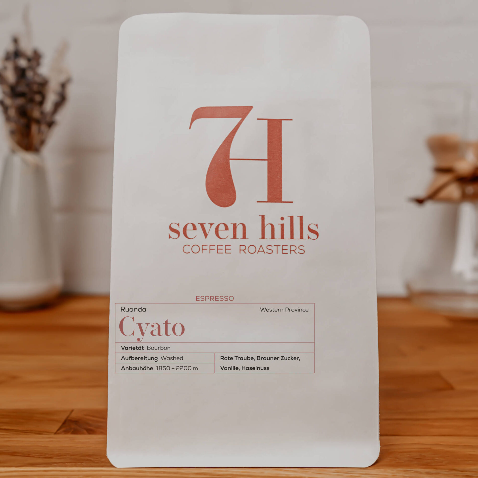 Kaffeetüte Cyato aus Ruanda, gewaschener Bourbon Espresso von Seven Hills Coffee Roasters