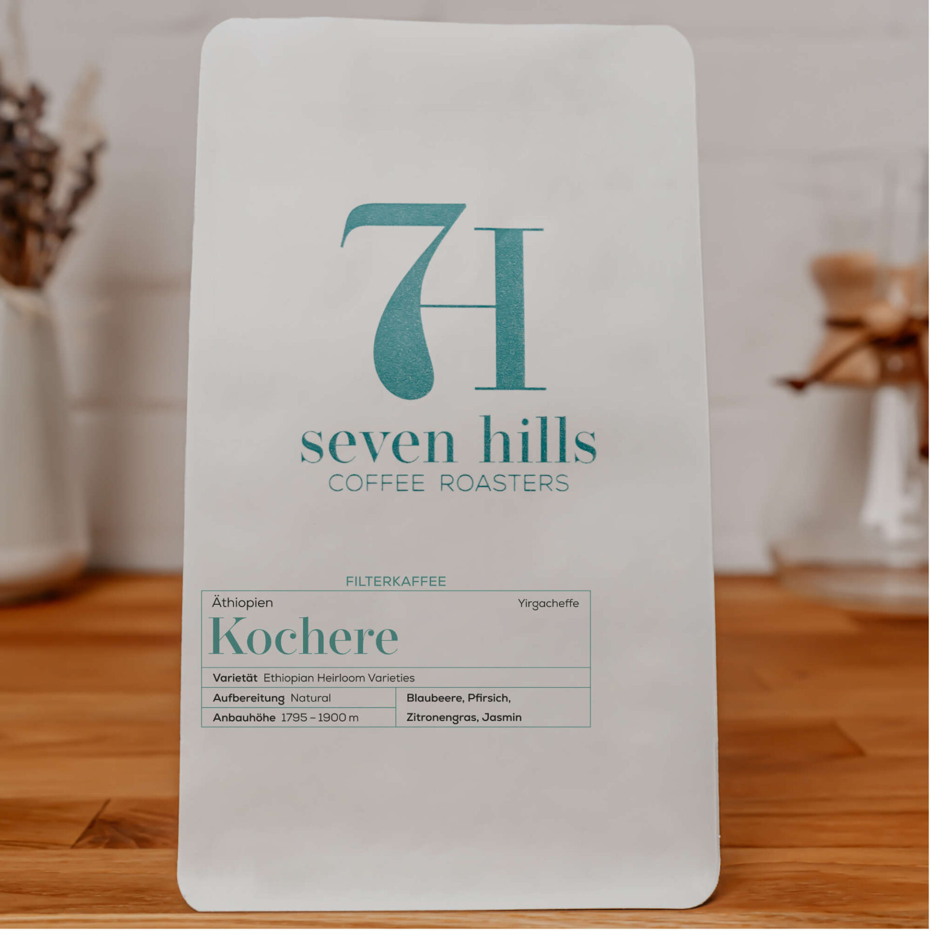 Kaffeetüte Kochere aus Äthiopien, natural aufbereiteter Heirloom Filterkaffee von Seven Hills Coffee Roasters